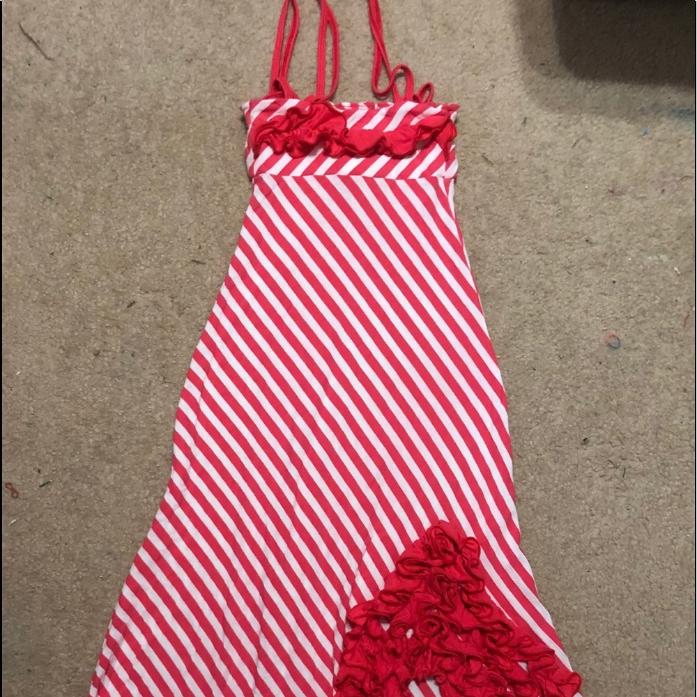 Loves Me Not striped coral maxi dress